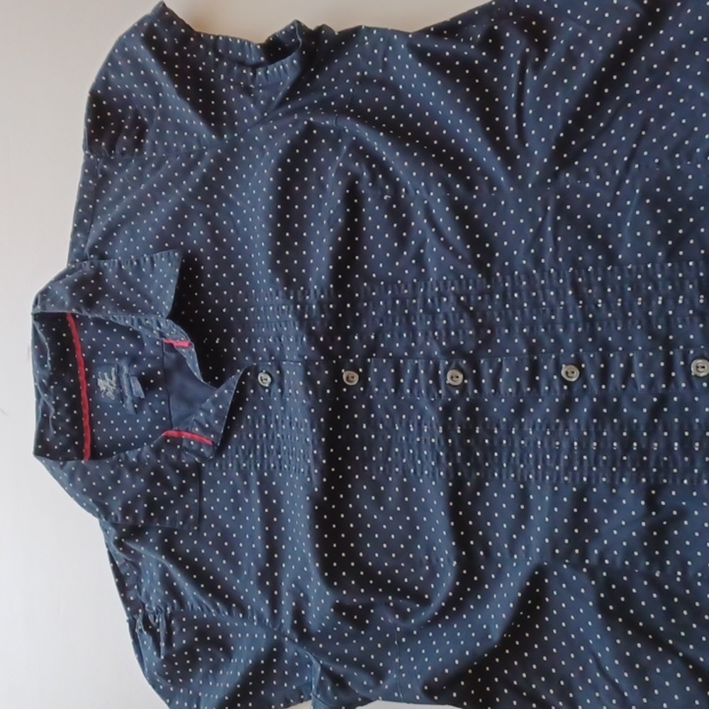 Hilfiger stretch Tommy Hilfiger XXL blue white dots top petal sleeves